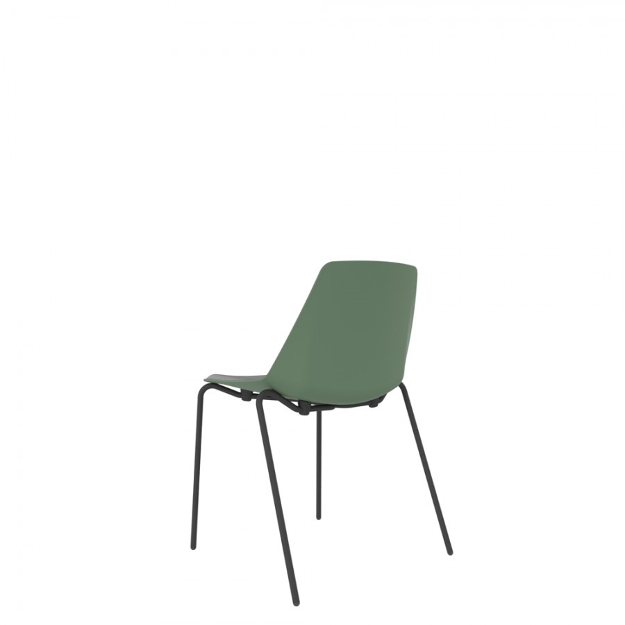 Polypropylene Shell Chair With Upholstered Seat Pad and 4-Leg Black Steel Frame